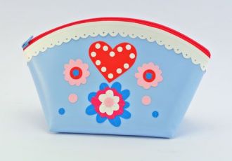 Necessaire mit Herz und Blumen